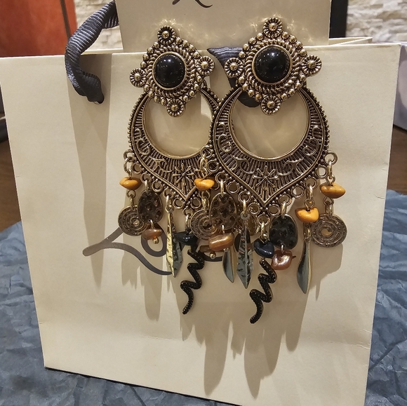 Antique Indian Pakistani traditional, Gold Bead Drop Jhumka Earrings - Picture 4 of 4